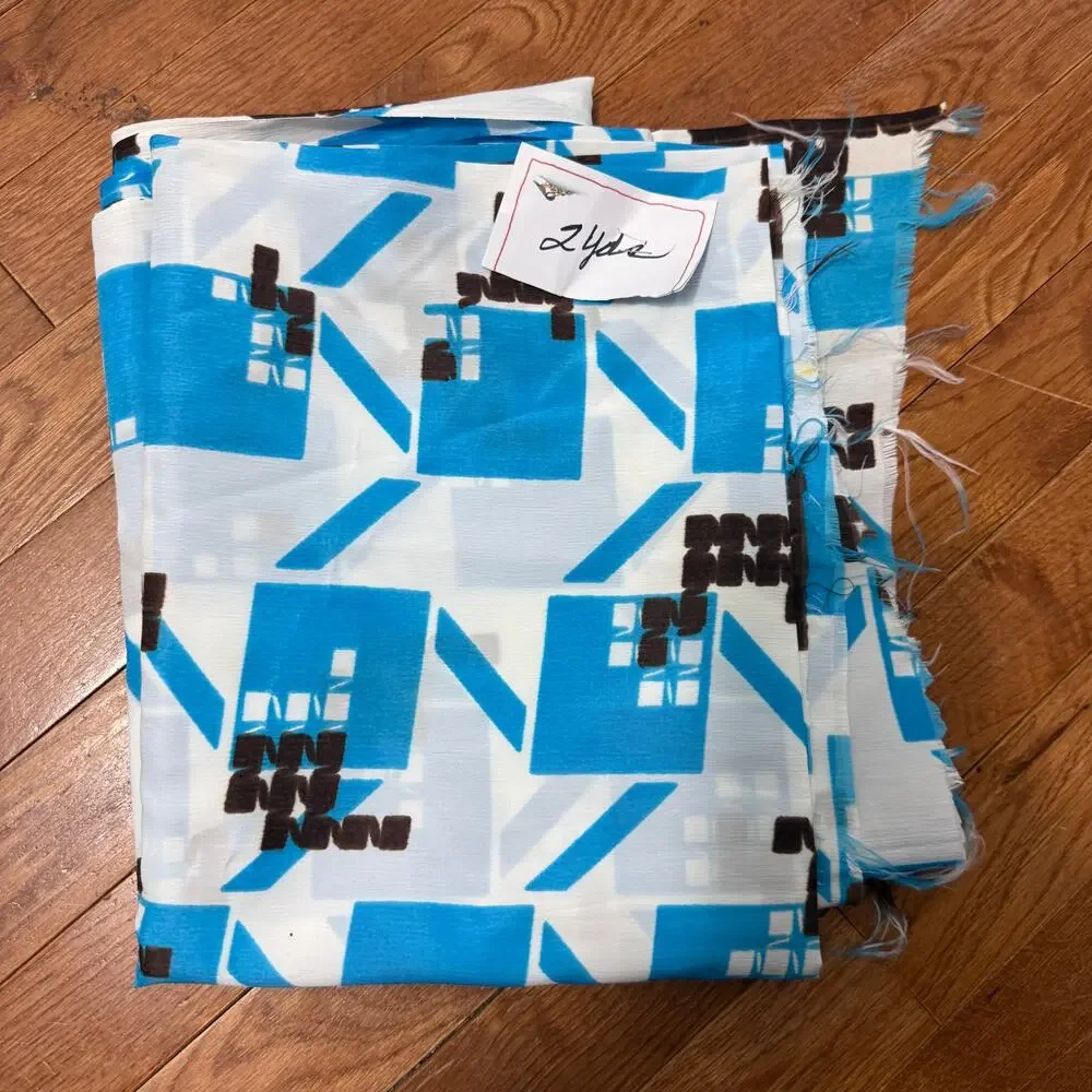 Vintage 1970s Lightweight Polyester Crepe Fabric 2 yards